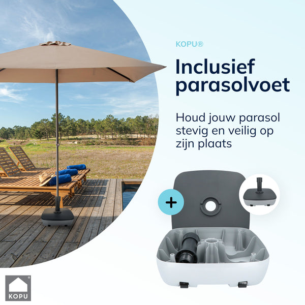 Kopu® Leon Parasol Rechthoek 150x250 cm - met Hoes en Voet - Taupe