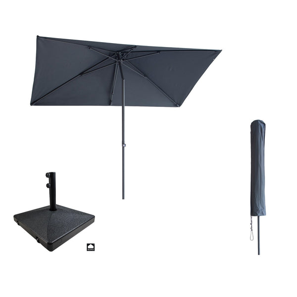 Kopu® Leon Parasol Rechthoek 150x250 cm - met Hoes en Voet - Grijs