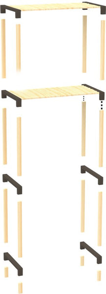 Fixwood 2-Laags Wasmachine Rek – Zwart - Houten Opbergrek voor Wasmachine – Ruimtebesparend Badkamerrek 127 cm – Beukenlook – 33x66x127 cm