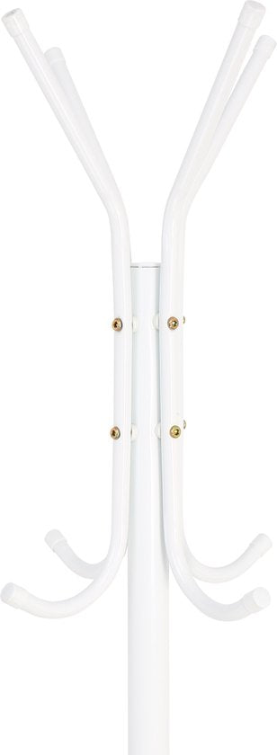 Kapstok Staand – Kledingrek met 8 Haken – Hoogte 172 cm – Staande Kapstok Metaal – Vrijstaande Kapstok – Wit – Voor Hal, Slaapkamer en Kantoor