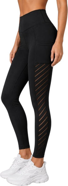 SparkNine Novawave sportlegging dames - squatproof - ademend - met zakken - S - zwart - mesh panelen - elastisch & stijvol