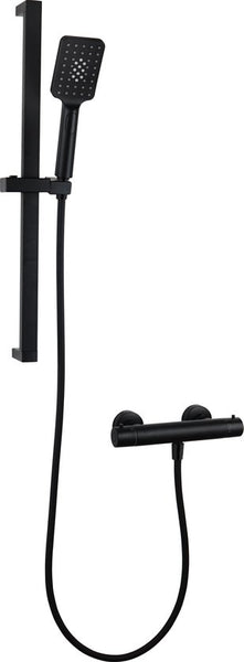 Luzzo® Square Black Doucheset Thermostaatkraan met Glijstang - Zwart