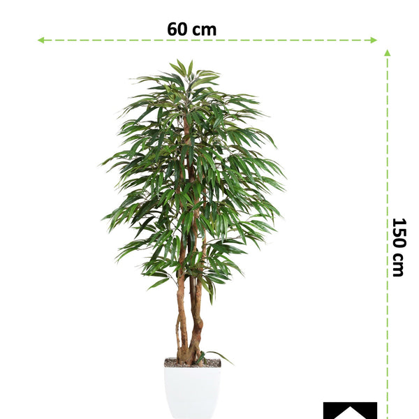 Kopu® Kunstplant Ficus 150 cm met witte Pot - 720 bladeren