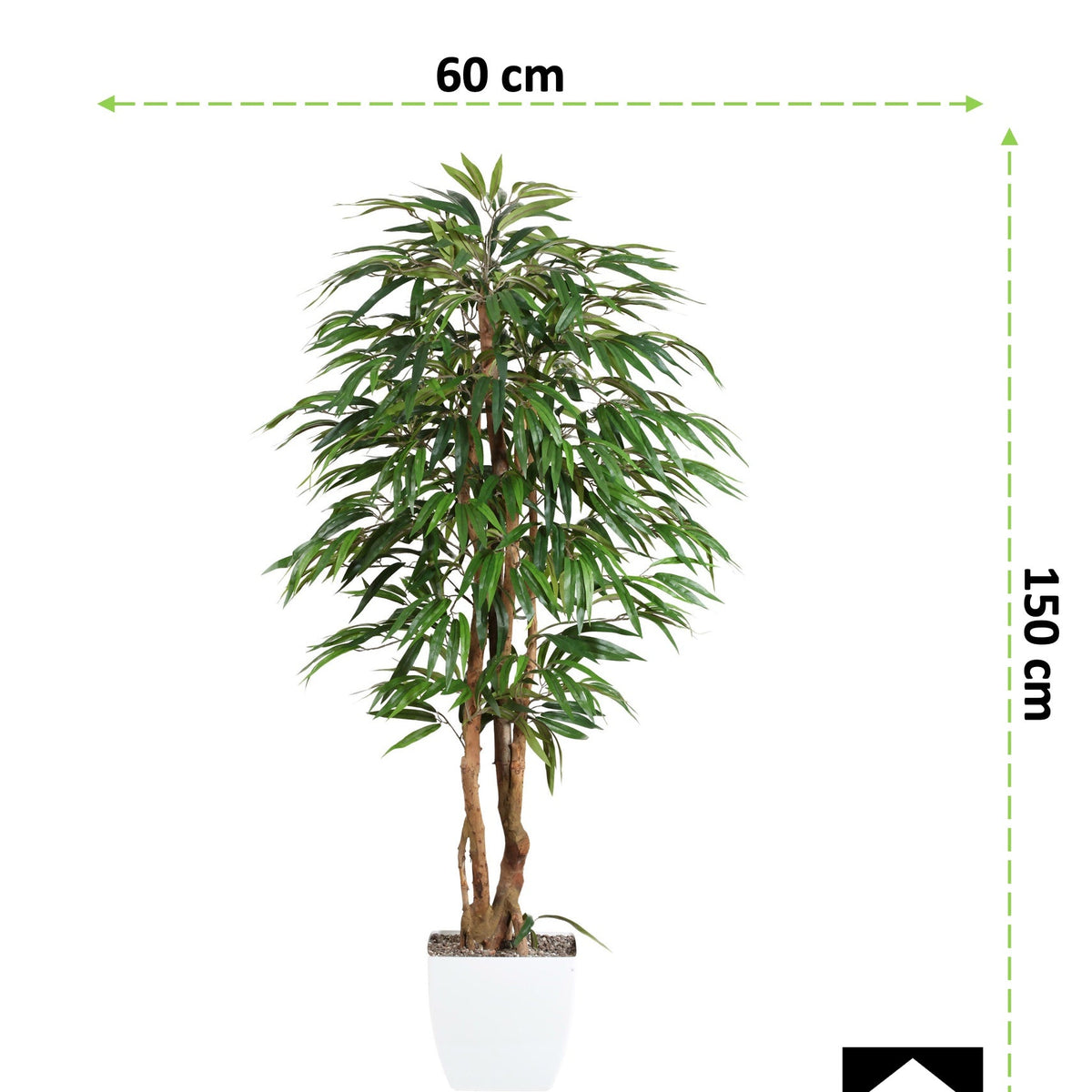 Kopu® Kunstplant Ficus 150 cm met witte Pot - 720 bladeren