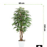 Kopu® Kunstplant Ficus 150 cm met witte Pot - 720 bladeren