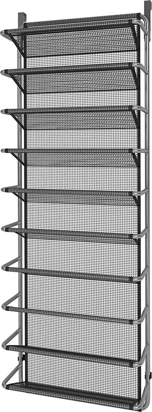 Schoenenrek Hangend - 10 Laags - Zwart - Zilver - Hangende Schoenenkast voor aan Deur - Opbergsysteem voor Schoenen