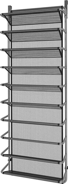 Schoenenrek Hangend - 10 Laags - Zwart - Zilver - Hangende Schoenenkast voor aan Deur - Opbergsysteem voor Schoenen