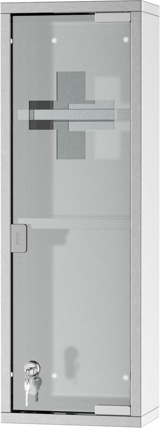 4goodz Medicijnkastje EHBO-kastje met slot RVS 12x20x58 cm