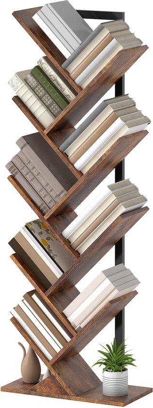 Homcom Design Boekenstandaard met 9 Niveaus - 158 cm hoog - Bruin