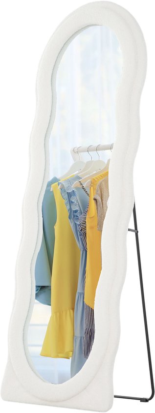 Passpiegel Golfdesign 160 x 60 cm Breukvast Glas - Wit
