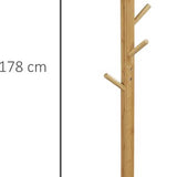 Bamboe Kapstok Vrijstaand 8 Haken 178 cm - Bruin
