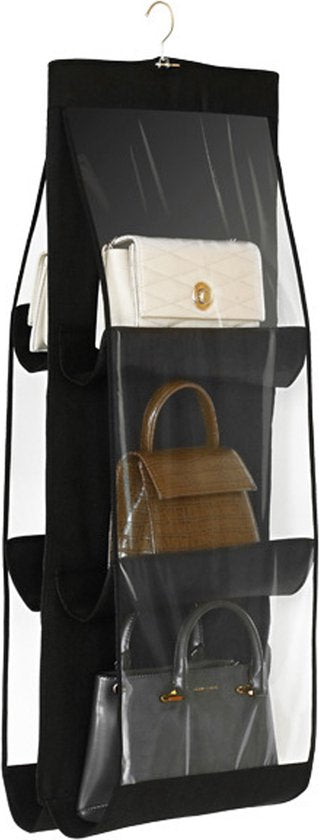Tassen organizer - Opbergen van 6 Handtassen - Zwart - Hangende tassenopberger - 85 cm x 36 cm - Organiser