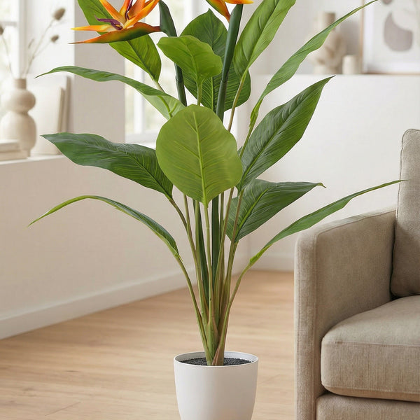 Kopu® Kunstplant Strelitzia 80cm pot wit-groen - Paradijsvogelplant