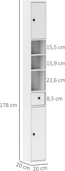 4goodz Badkamerkast - Kolomkast Smal met open en gesloten Vakken - Wit