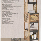 Acaciahout Hoge Badkamerkast 1 deur en 5 legplanken 30x38x170 cm