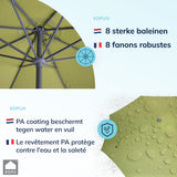 Kopu® Madrid grote Parasol Rond 350 cm met Beschermhoes en Voet - Olijfgroen
