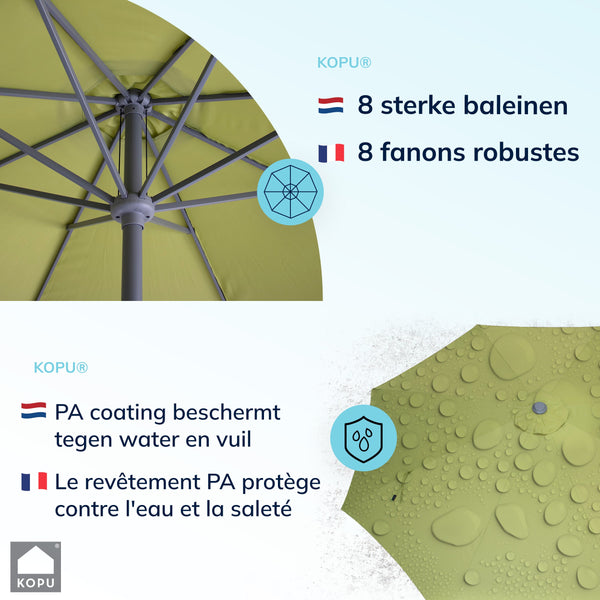 Kopu® Madrid grote Parasol Rond 350 cm met Beschermhoes en Voet - Olijfgroen