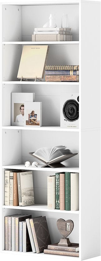4goodz Boekenkast met 6 Verstelbare Planken - 24x60x158 cm - Wit
