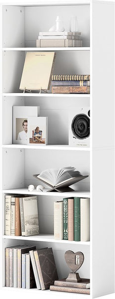 4goodz Boekenkast met 6 Verstelbare Planken - 24x60x158 cm - Wit