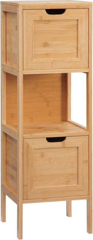 4goodz Bamboe Badkamerkast 2 lades en plank 30x30x90 cm - Bruin