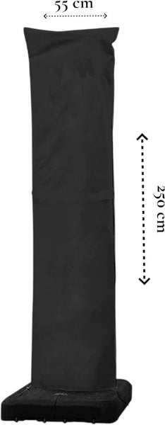 Parasolhoes Zweefparasol Waterafstotend 250 x 55 cm – Parasol Beschermhoes met Rits, Stok & Trekkoord – UV-bestendige Hoes voor Staande en Zweefparasol – Weerbestendige Tuinmeubel Bescherming Zwart