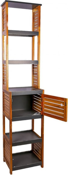 Acaciahout Hoge Badkamerkast 1 deur en 5 legplanken 30x38x170 cm