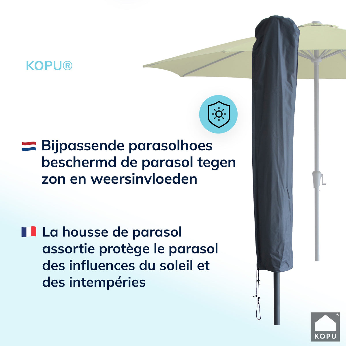 Kopu® Madrid 350 cm Grote Parasol Rond met Beschermhoes - Olijfgroen
