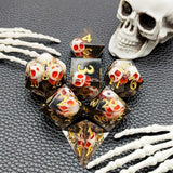 7 delige Resin Dice Set “Obsidian Skulls