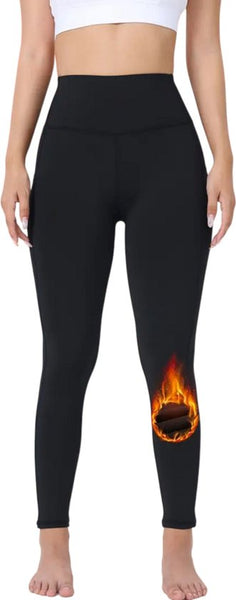 SparkNine Softfleece legging - met zakken - M - zwart - fleecegevoerd - billift - warme broek - super zacht & comfortabel