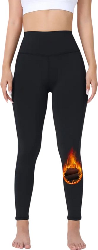 SparkNine Softfleece legging - met zakken - L - zwart - fleecegevoerd - billift - warme broek - super zacht & comfortabel