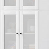 Keukenkast Buffetkast Hoog met 2 matglas deuren 30x59x170 cm - Wit