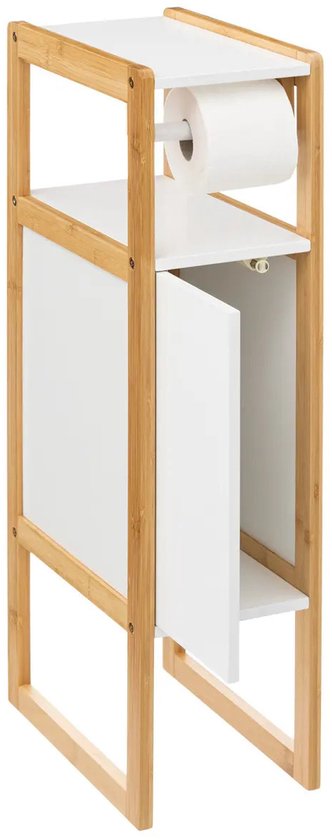 Toiletrolhouder Natureo met Reserverolhouder 33x20x80cm - Wit/Bruin