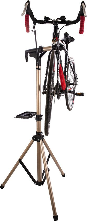 4toolz® Fiets Reparatiestandaard PRO – Aluminium – 360° Draaibaar - Met Gereedschapsbakje