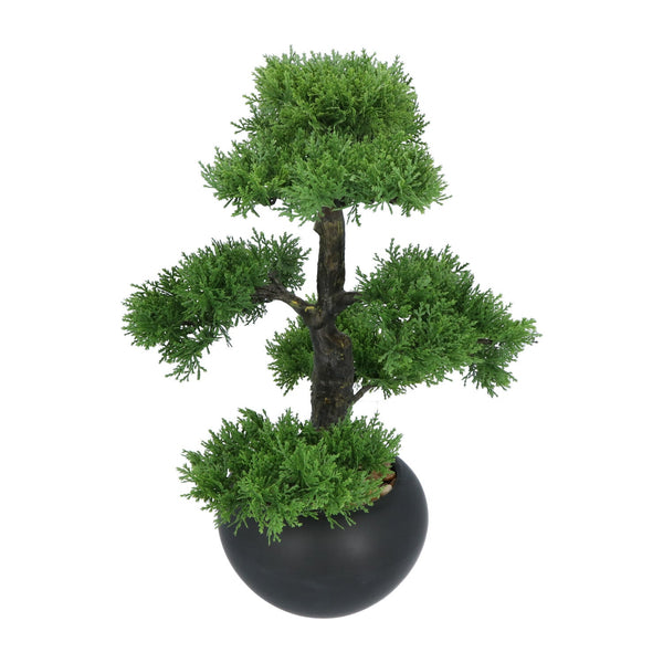Kopu® Kunstplant Bonsai Ceder 48 cm met zwarte Pot - Bonsai boompje