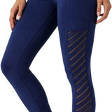 SparkNine Novawave sportlegging dames - squatproof - ademend - met zakken - L - blauw - mesh panelen - elastisch & stijvol