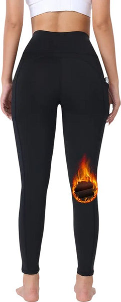 SparkNine Softfleece legging - met zakken - M - zwart - fleecegevoerd - billift - warme broek - super zacht & comfortabel