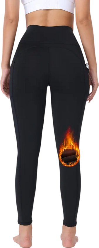 SparkNine Softfleece legging - met zakken - L - zwart - fleecegevoerd - billift - warme broek - super zacht & comfortabel