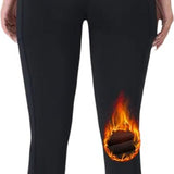 SparkNine Softfleece legging - met zakken - S - zwart - fleecegevoerd - billift - warme broek - super zacht & comfortabel