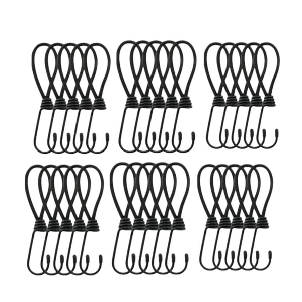 Snelbinders - 24 stuks - Zwart - Snelbinders met Haak - Spanrubbers - Tentspanner - Spinhaak