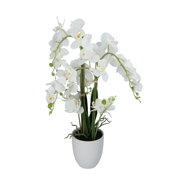 Kopu® Kunstbloem Orchidee 67 cm Wit In Bloempot Rond - Phalaenopsis