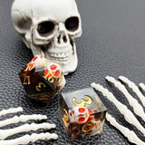 7 delige Resin Dice Set “Obsidian Skulls