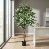 Kopu® Kunstplant Ficus 150 cm - 840 groen-witte bladeren - Natuurstam