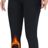 SparkNine Softfleece legging - met zakken - M - zwart - fleecegevoerd - billift - warme broek - super zacht & comfortabel