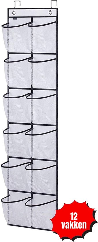 Schoenenkast Hangend - Schoenenzak 12 vakken - Opbergen van Schoenen aan Deur - Schoenenzak Wit - Oplossing voor rondslingerende schoenen - Hoogwaardige Schoenenkast