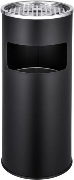 Rookpaal - Zwart - 60 cm hoog - Diameter 25 cm - Staande Asbak met RVS Afvalbak - Asbak Voor Buiten - Buitenasbak Groot - Asbakken - Vloerasbak