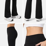SparkNine Horizon flare broek - dames legging met zakken - petite pijplengte - XXL - zwart - hoge taille - stijlvol & elastisch - sportlegging