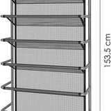 Schoenenrek Hangend - 10 Laags - Zwart - Zilver - Hangende Schoenenkast voor aan Deur - Opbergsysteem voor Schoenen