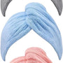 Haarhanddoek - 3 Stuks - Roze, Blauw en Grijs - Microvezel Handdoek Krullend Haar - Handdoek voor Haar - Hair Towel - Hoofdhanddoek