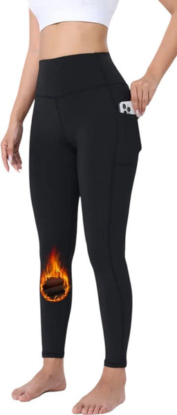 SparkNine Softfleece legging - met zakken - XXL - zwart - fleecegevoerd - billift - warme broek - super zacht & comfortabel
