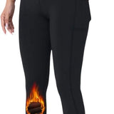 SparkNine Softfleece legging - met zakken - L - zwart - fleecegevoerd - billift - warme broek - super zacht & comfortabel